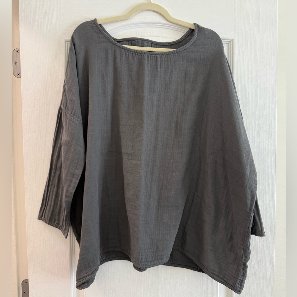 CP Shades Lagenlook Gauzy Cotton Tunic NWOT (Gray)